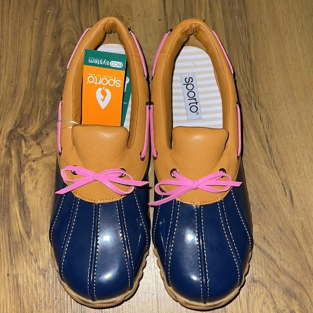 Sporto Women’s Patty Navy/Pink Duck Shoe Boots Size 10 New - Picture 2 of 5
